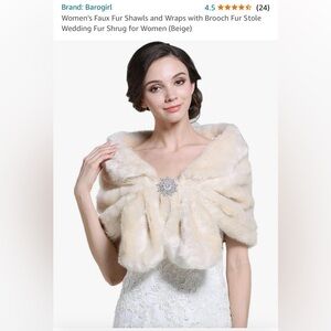 Faux fur wrap with a pretty brooch